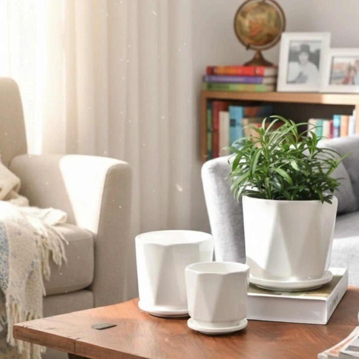 Set 3 Macetas Decorativas Estilo Geométrico Centro Mesa AJ-8