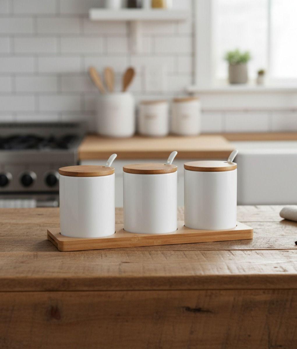 Set 3 Frascos Almacenamiento Minimalista Funcional Jhn-9