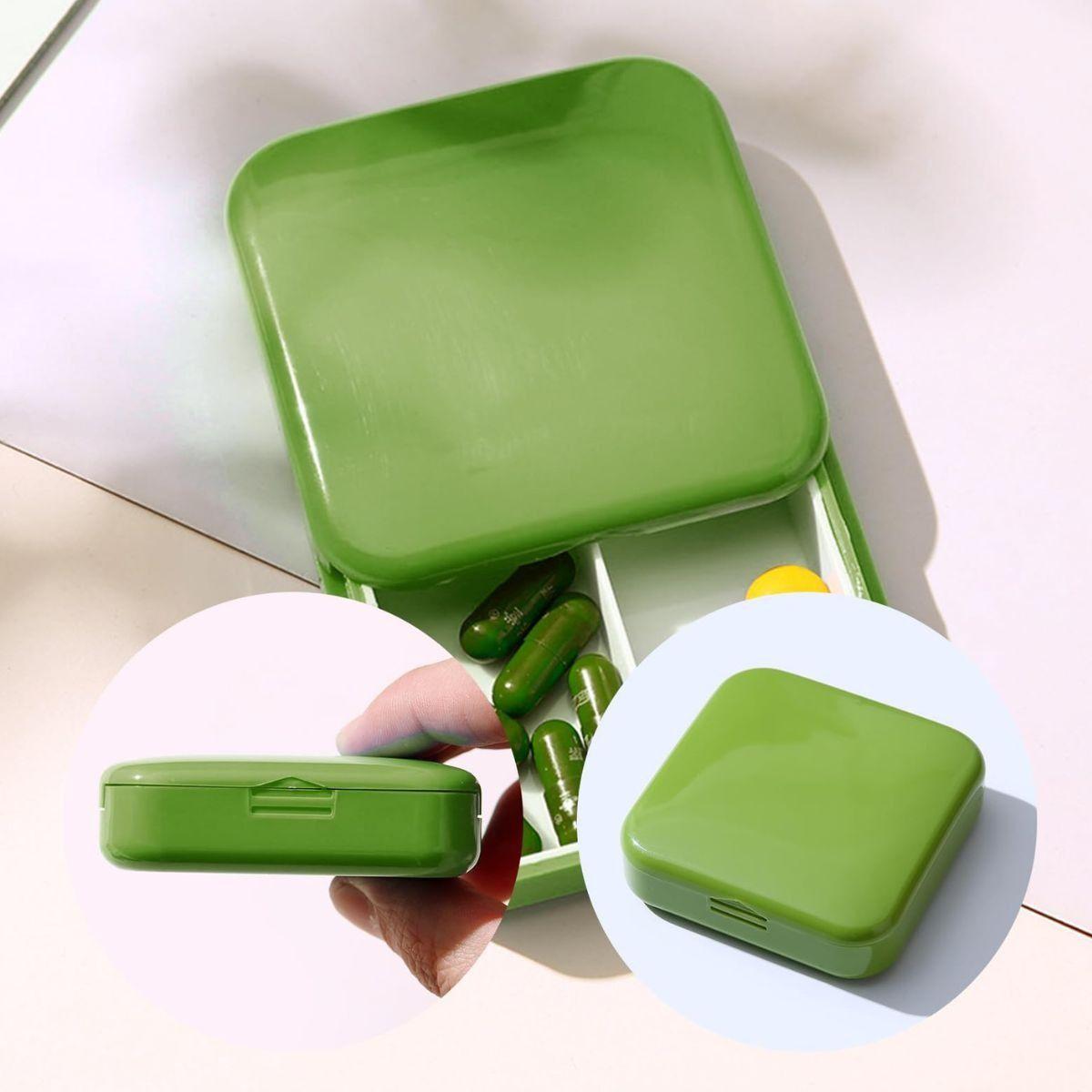 SET 6 PASTILLEROS MINI 2 COMPARTIMIENTO VERDE PORTATIL LAU-5