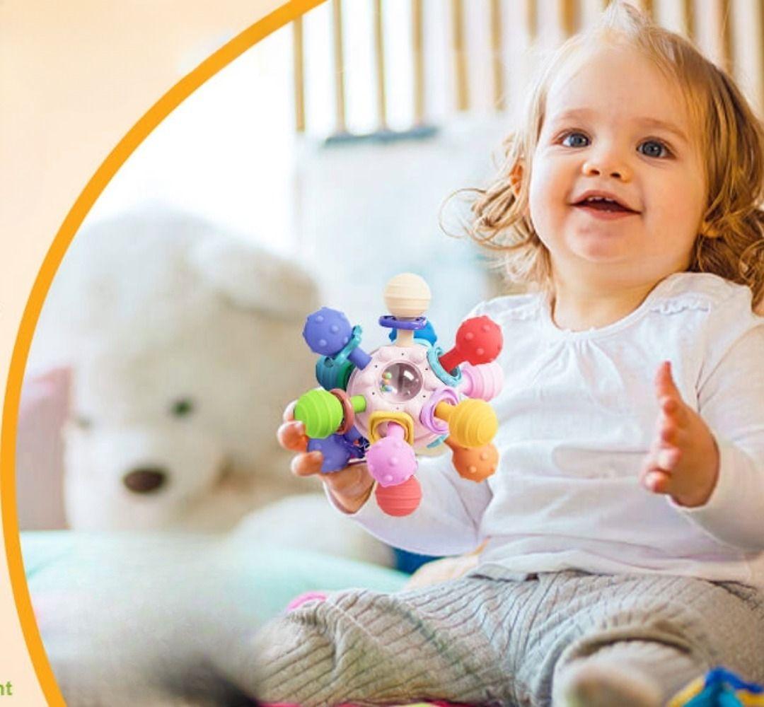 Set 2 Juguete Sensorial Silicona Mordedor Sonaja Bebes Lau-5