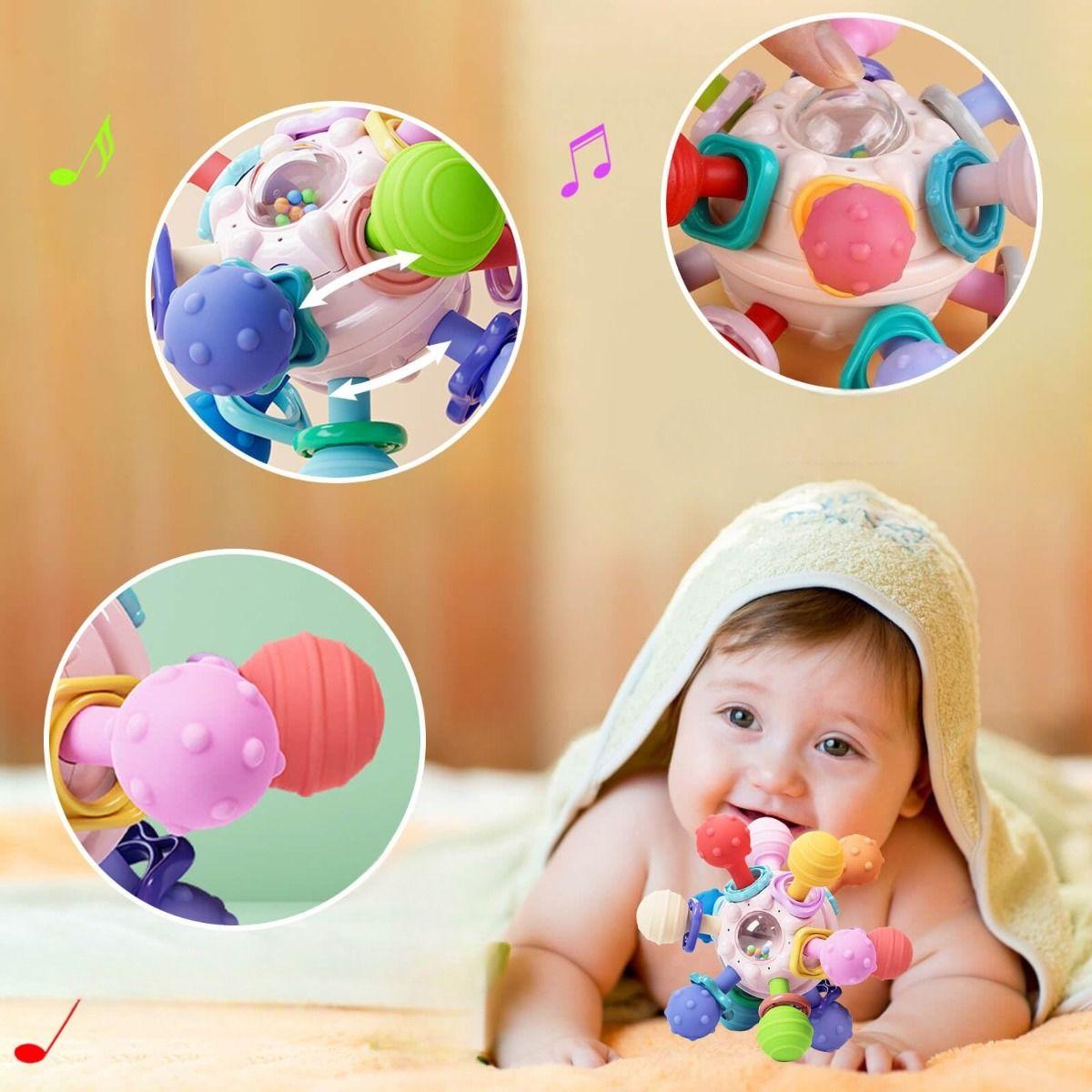 Set 2 Juguete Sensorial Silicona Mordedor Sonaja Bebes Lau-6