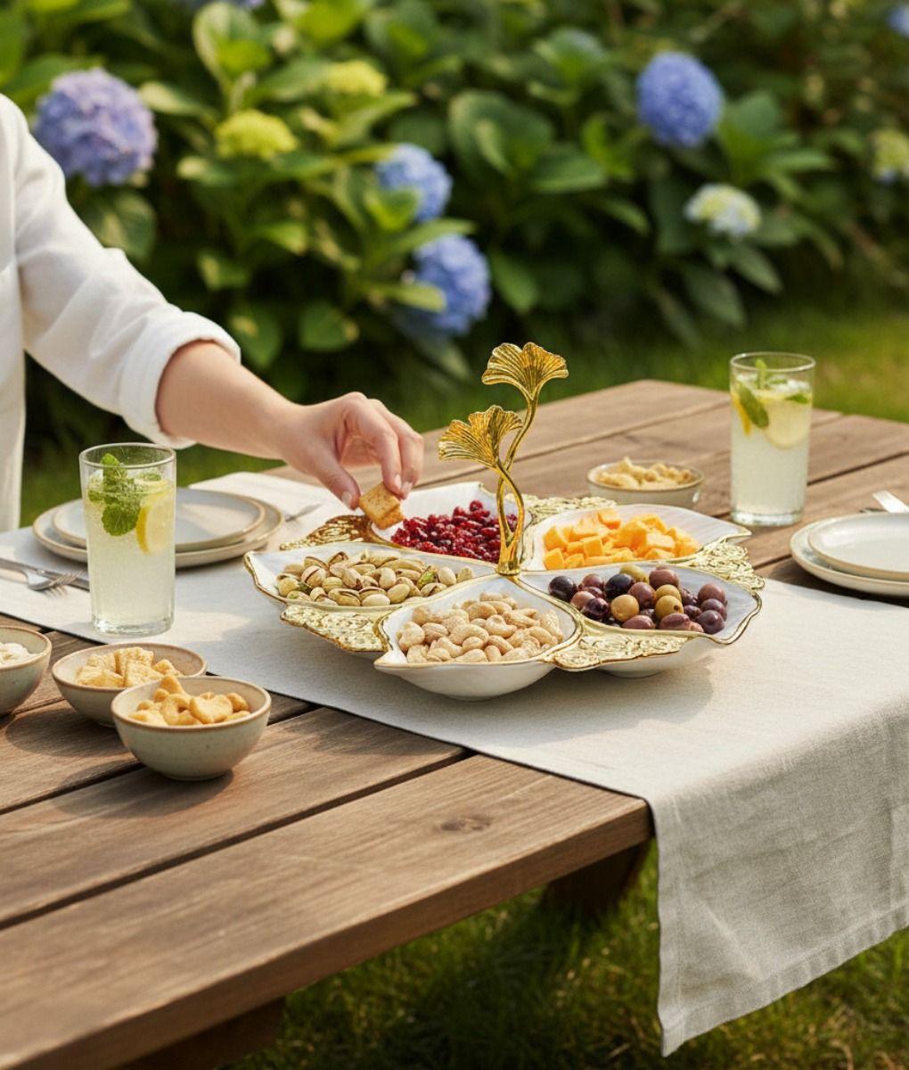 Bandeja Decorativa Centro Mesa Flor Imperial Ginkgo Jhn-2