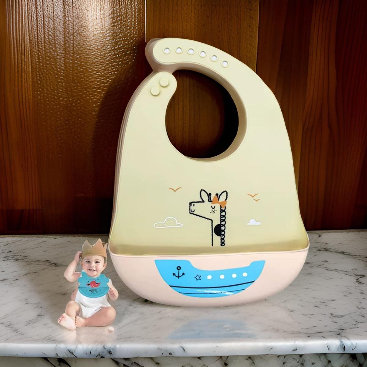 Set 3 Baberos Silicona Colores Recolector Residuos Bebes Lau-5