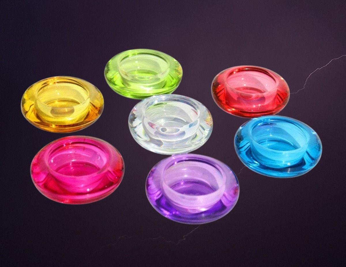 Set 6 Portavelas Cristal Colores Vibrante Compacto Hogar Lau-2