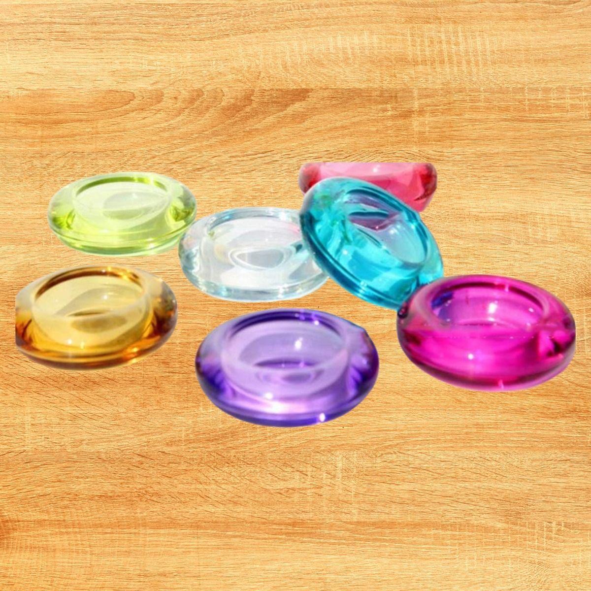 Set 6 Portavelas Cristal Colores Vibrante Compacto Hogar Lau-5