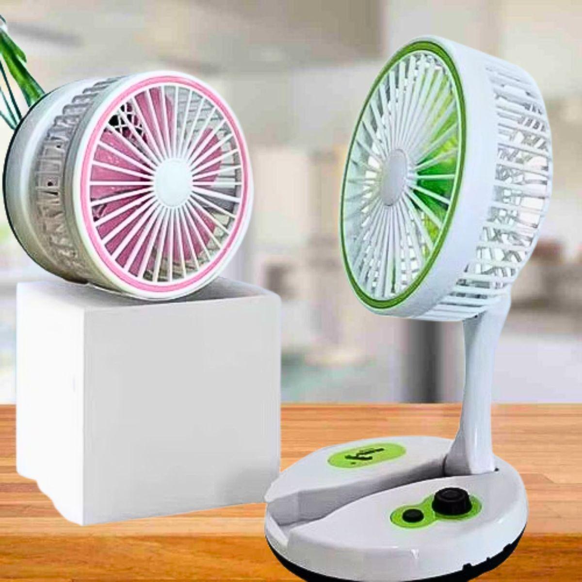 Ventilador Mesa USB Portátil Plegable Luces LED Hogar Lau-3