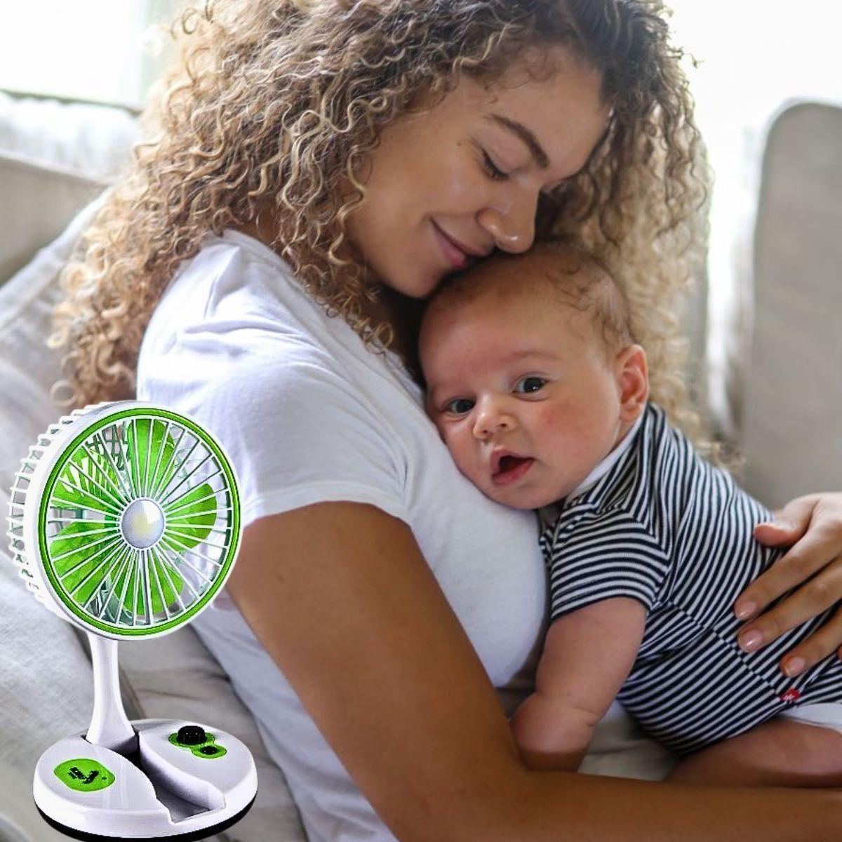 Ventilador Mesa USB Portátil Plegable Luces LED Hogar Lau-8