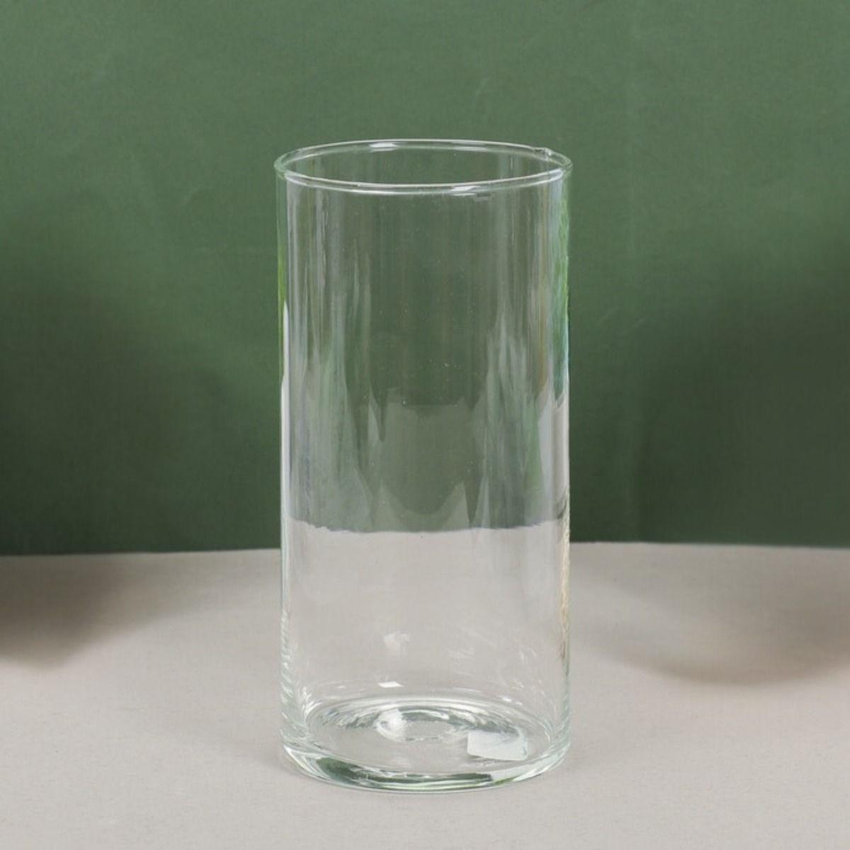 Florero Cilíndrico Vidrio Transparente Plantas Hogar Lau-6