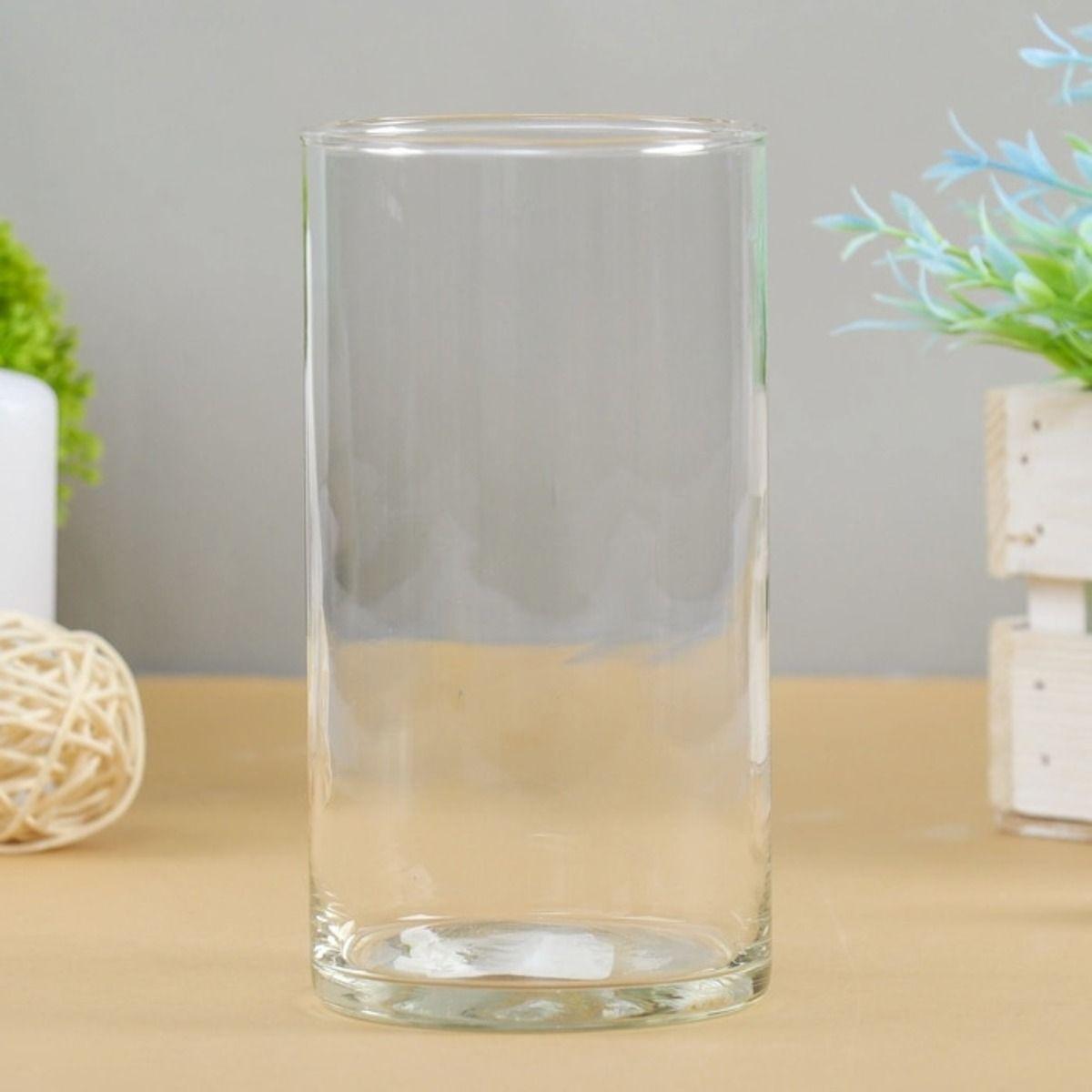 Florero Cilíndrico Vidrio Transparente Plantas Hogar Lau-8