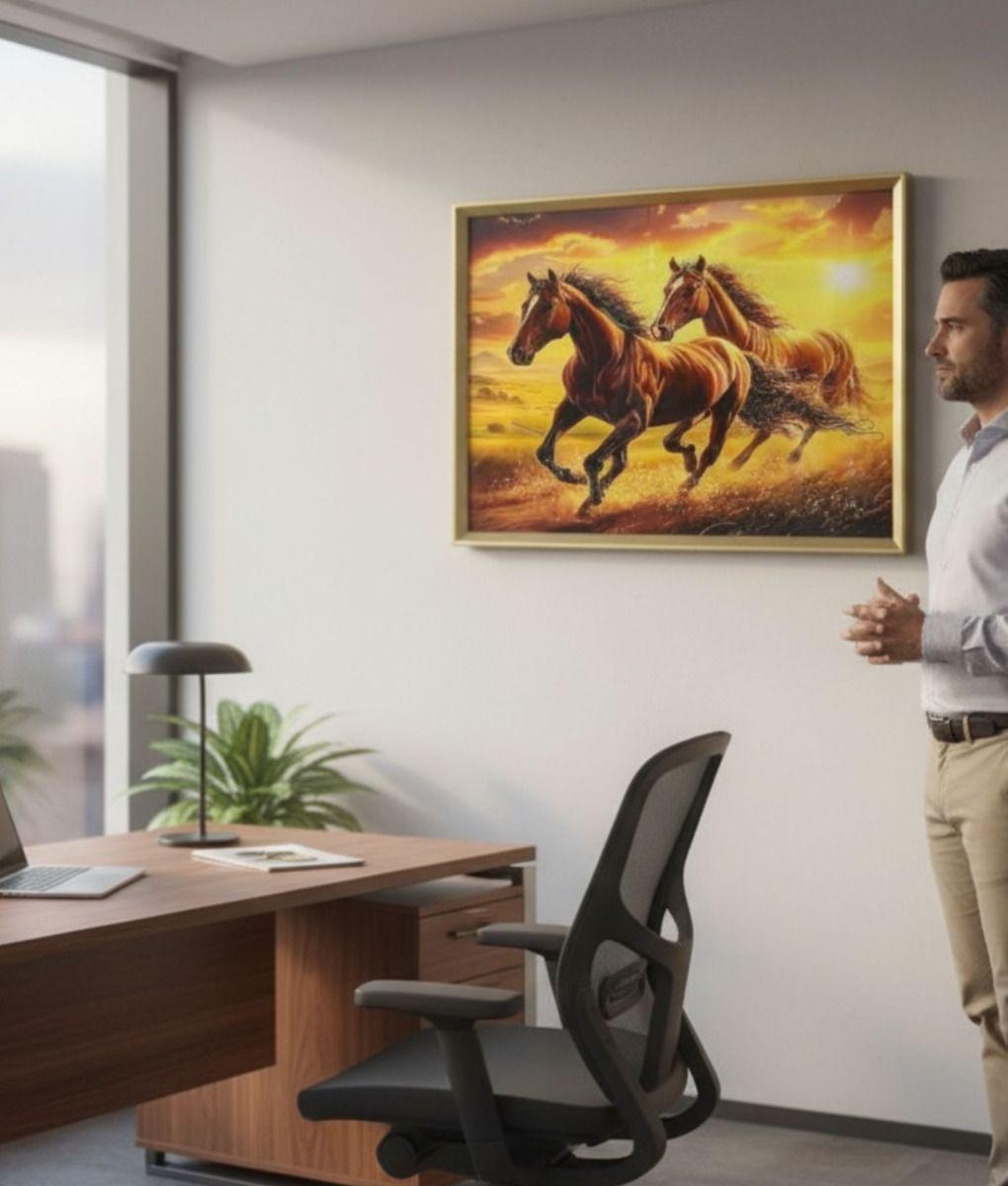 Cuadro Decorativo Escena Caballos Marco Adorno Hogar Jhn-4