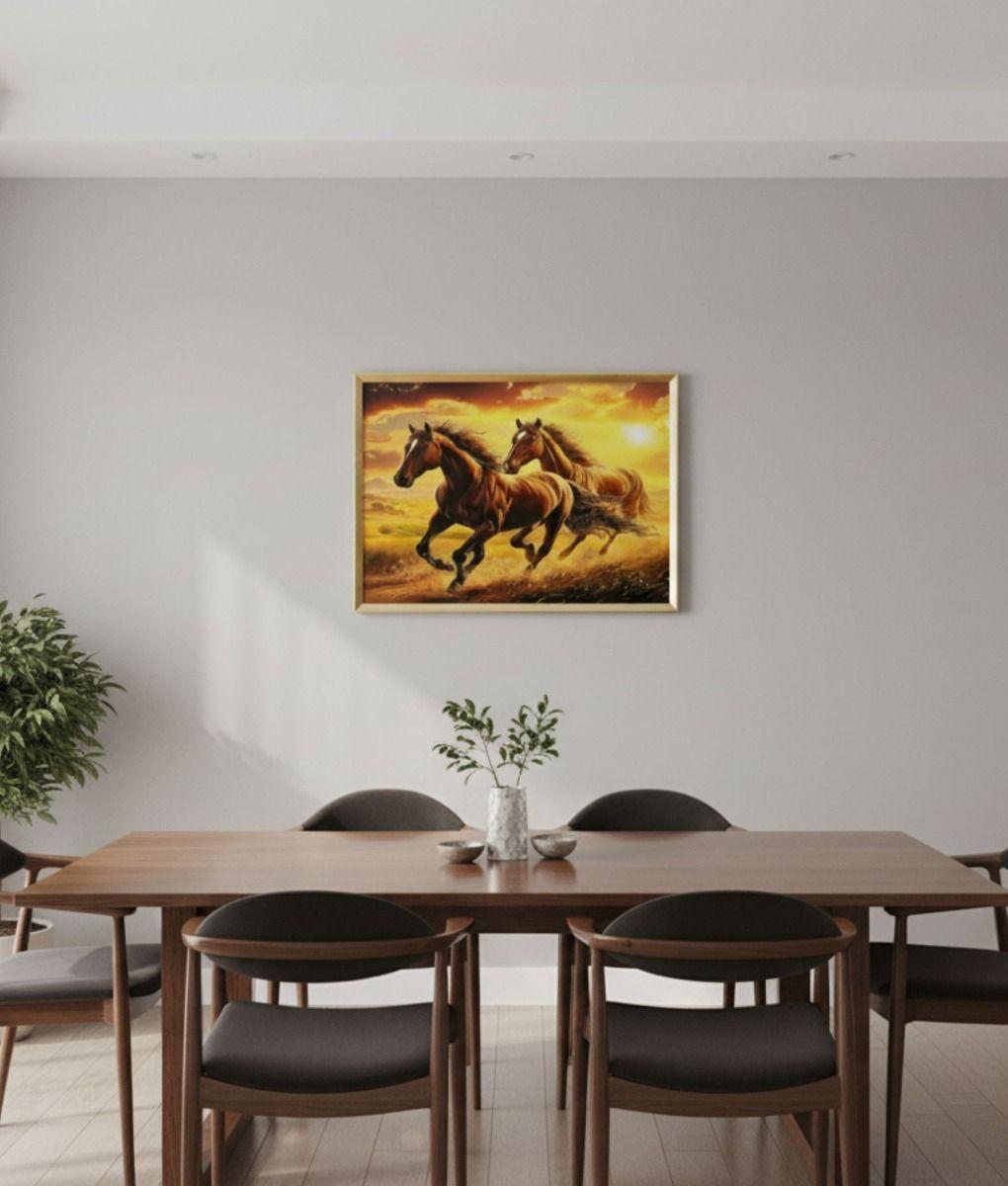 Cuadro Decorativo Escena Caballos Marco Adorno Hogar Jhn-9