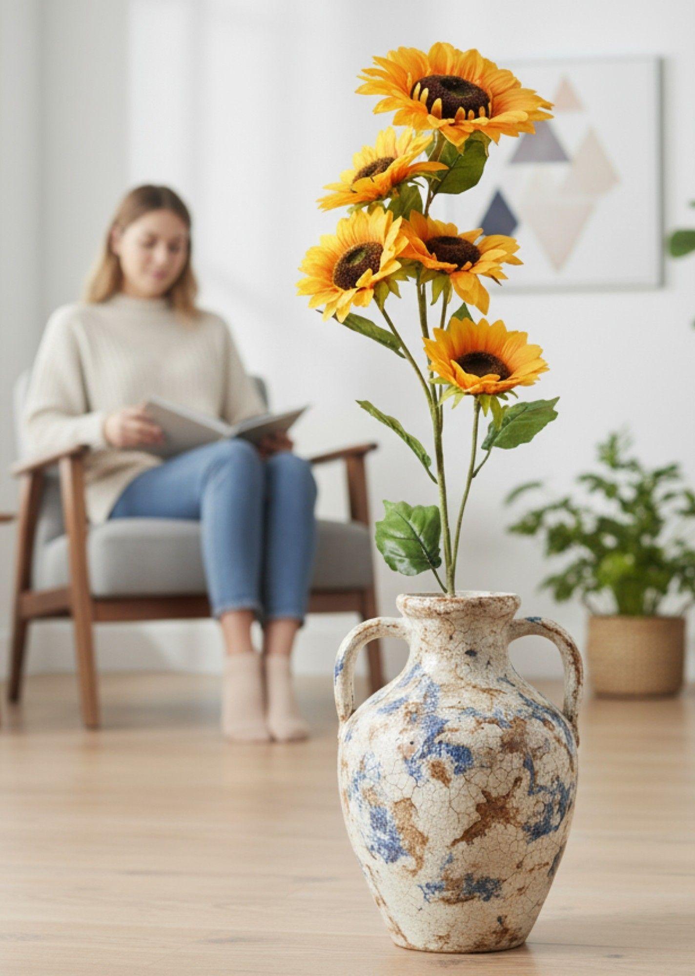 Flores Artificiales Ramo Decorativo Girasoles Adorno Jhn-2