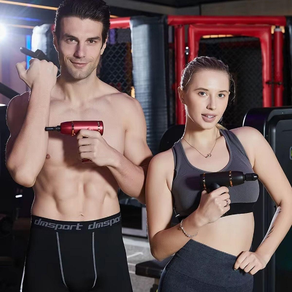 Masajeador Mini Pistola Muscular Portátil 4 Cabezales Lau-7