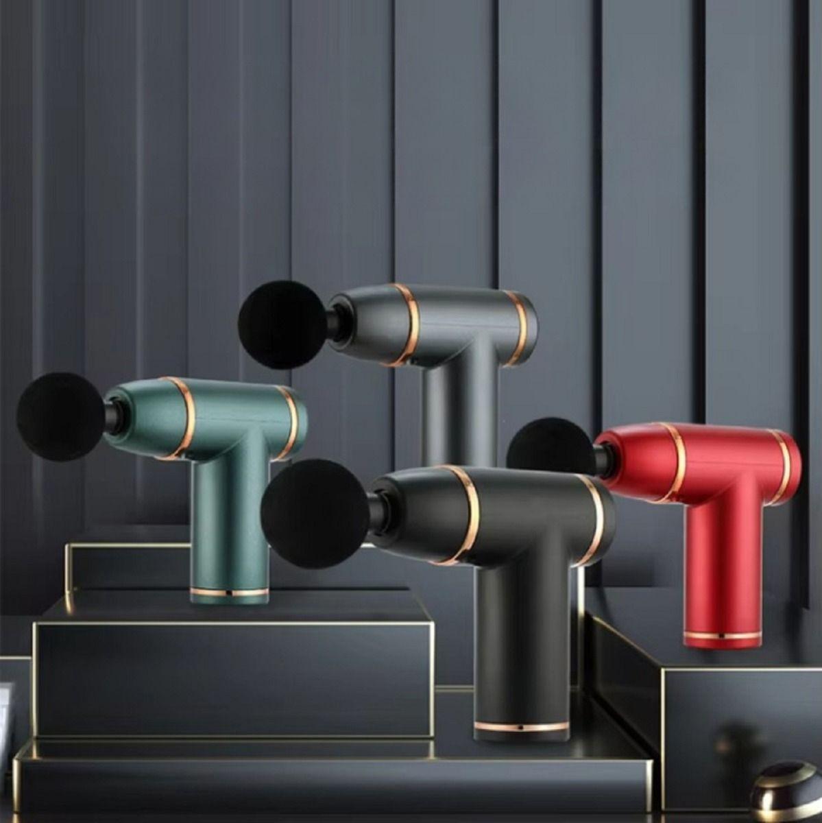 Masajeador Mini Pistola Muscular Portátil 4 Cabezales Lau-8