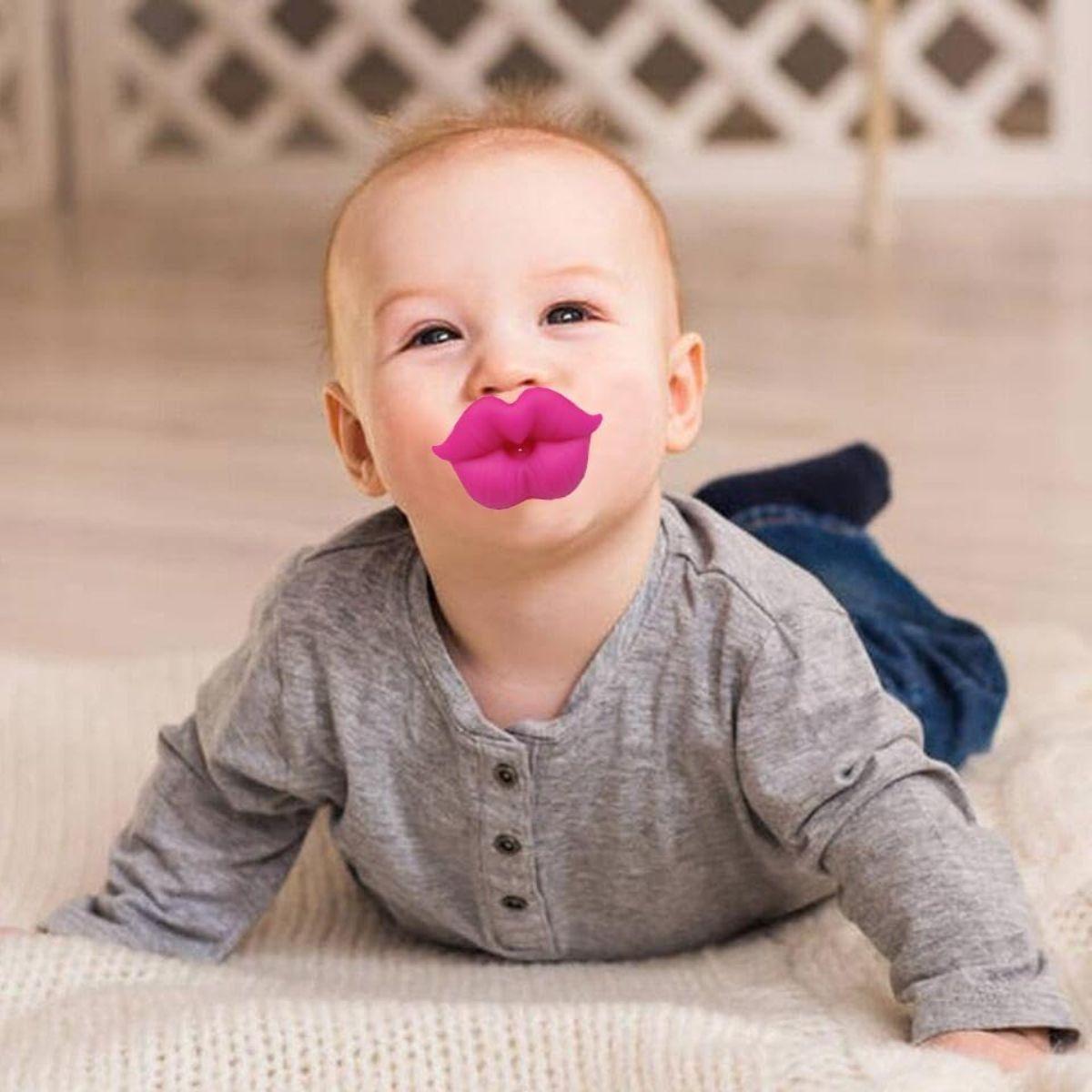 SET 6 CHUPETES FORMA LABIOS 0-18M DIVERTIDOS BEBE LAU-3