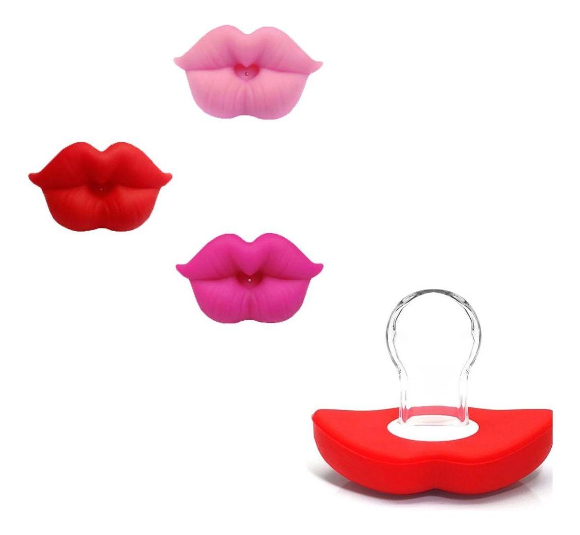 SET 6 CHUPETES FORMA LABIOS 0-18M DIVERTIDOS BEBE LAU-4