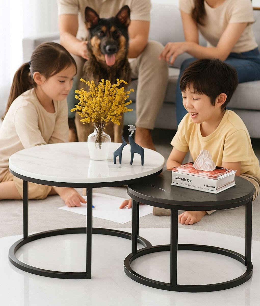 Set 2 Mesa Centro Decorativa Auxiliar Hogar Combinada Jhn-4