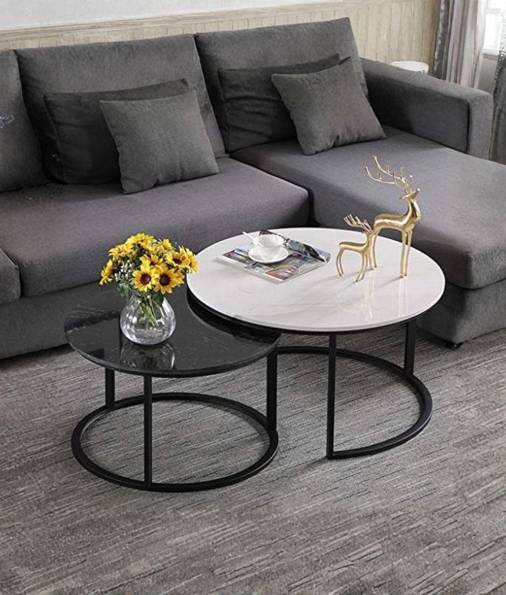 Set 2 Mesa Centro Decorativa Auxiliar Hogar Combinada Jhn-5