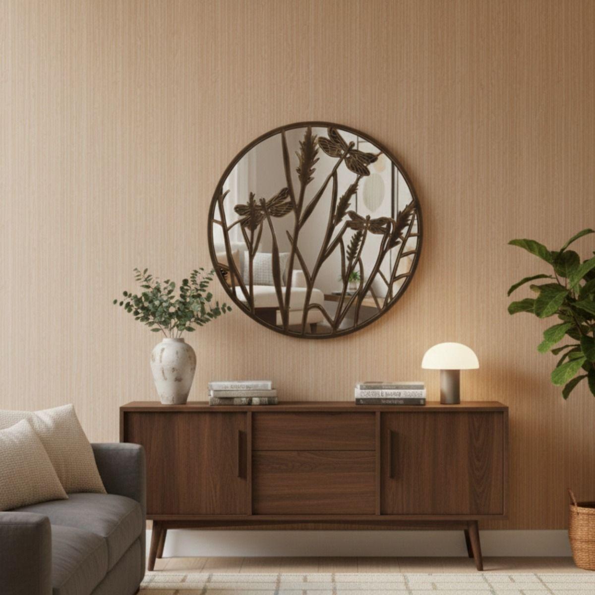 Espejo Pared Decorativo Armonía Natural Relieve Libélula Jhn-8