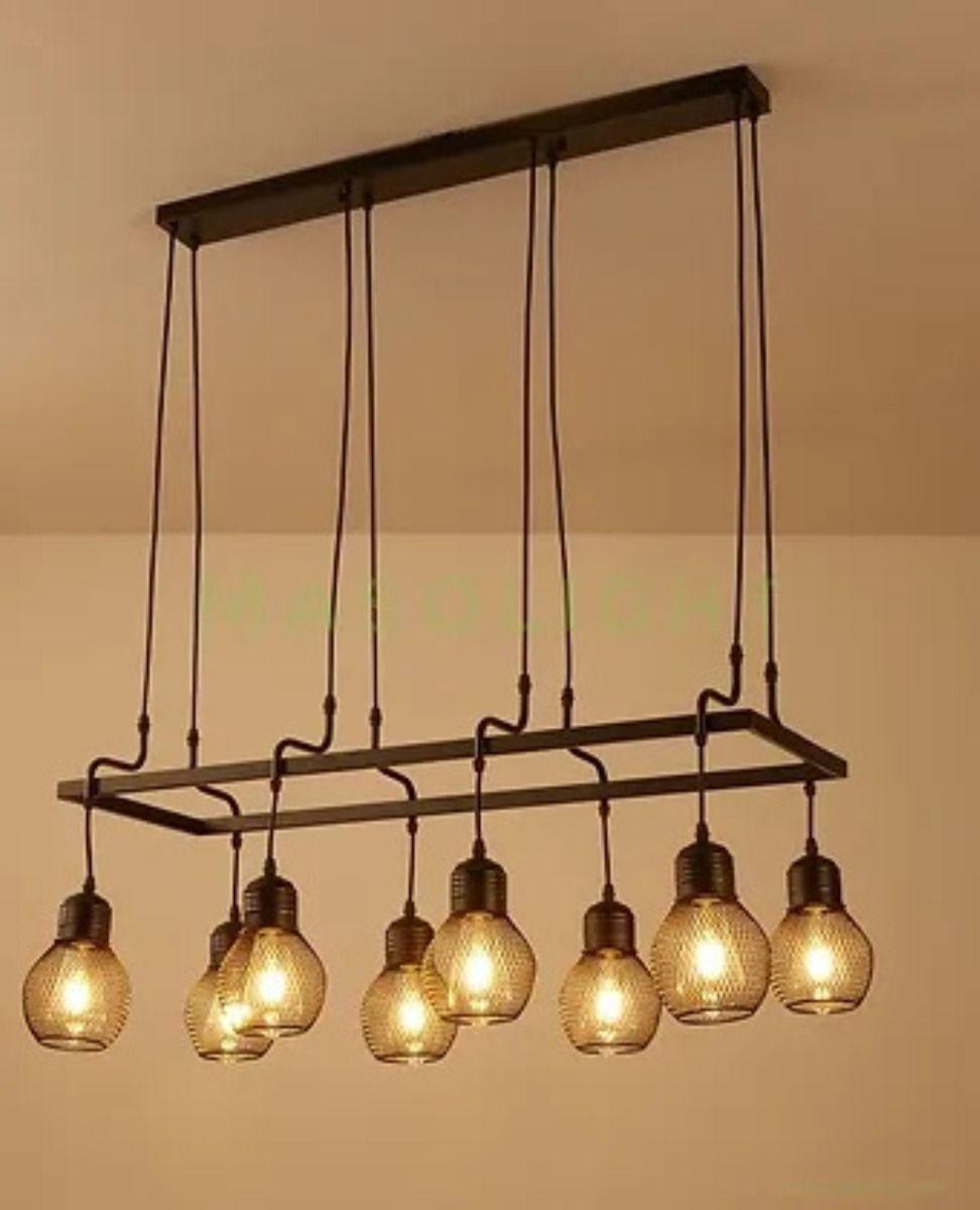 Lampara Colgante Metal 8 Bombillos Vintage Hogar Lau-6