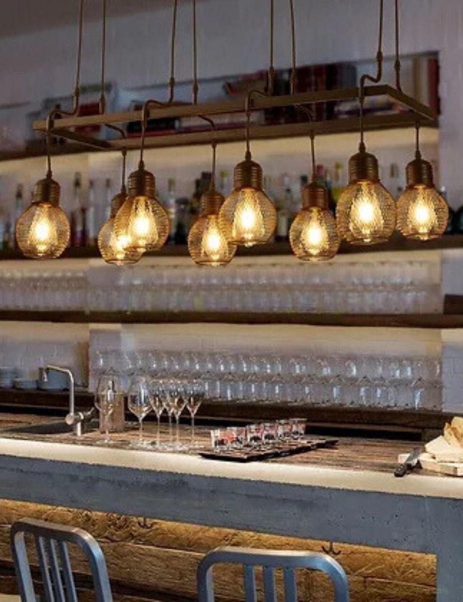 Lampara Colgante Metal 8 Bombillos Vintage Hogar Lau-9