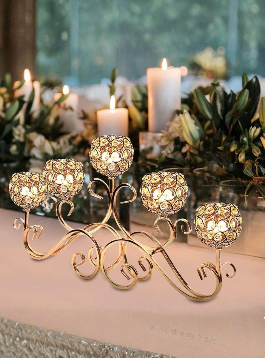 Candelabro Decorativo 5 Brazos Copas Adorno Facetado Jhn-6