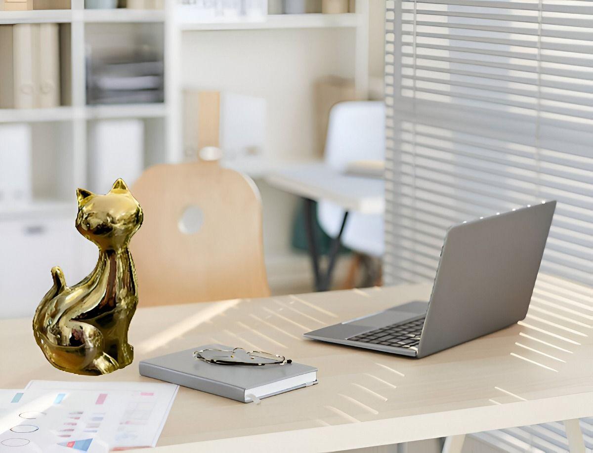 Set de 2 Estatuas Gatos Adorno Minimalista Decoración Jhn-8