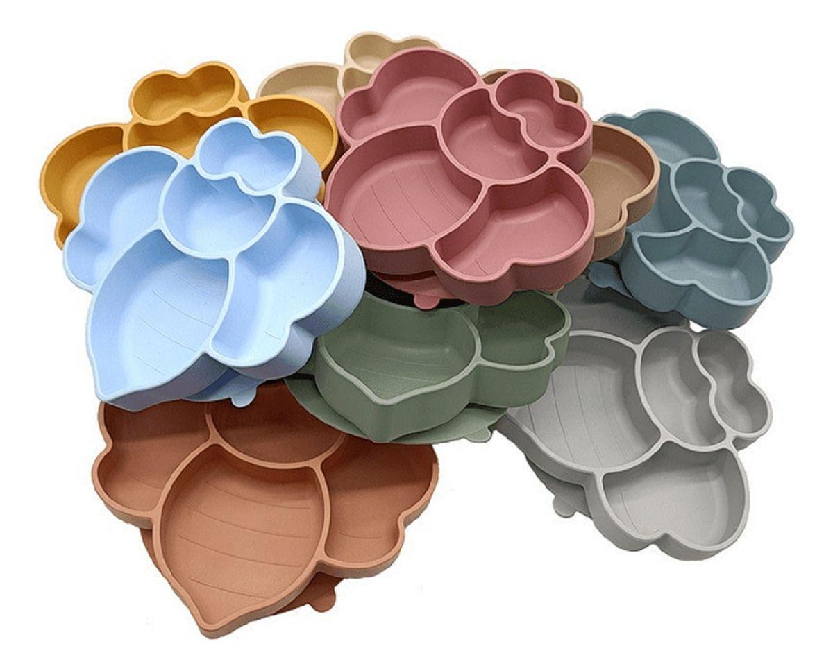 Set 2 Platos Forma Abeja Silicona Niños Antideslizante Lau-0