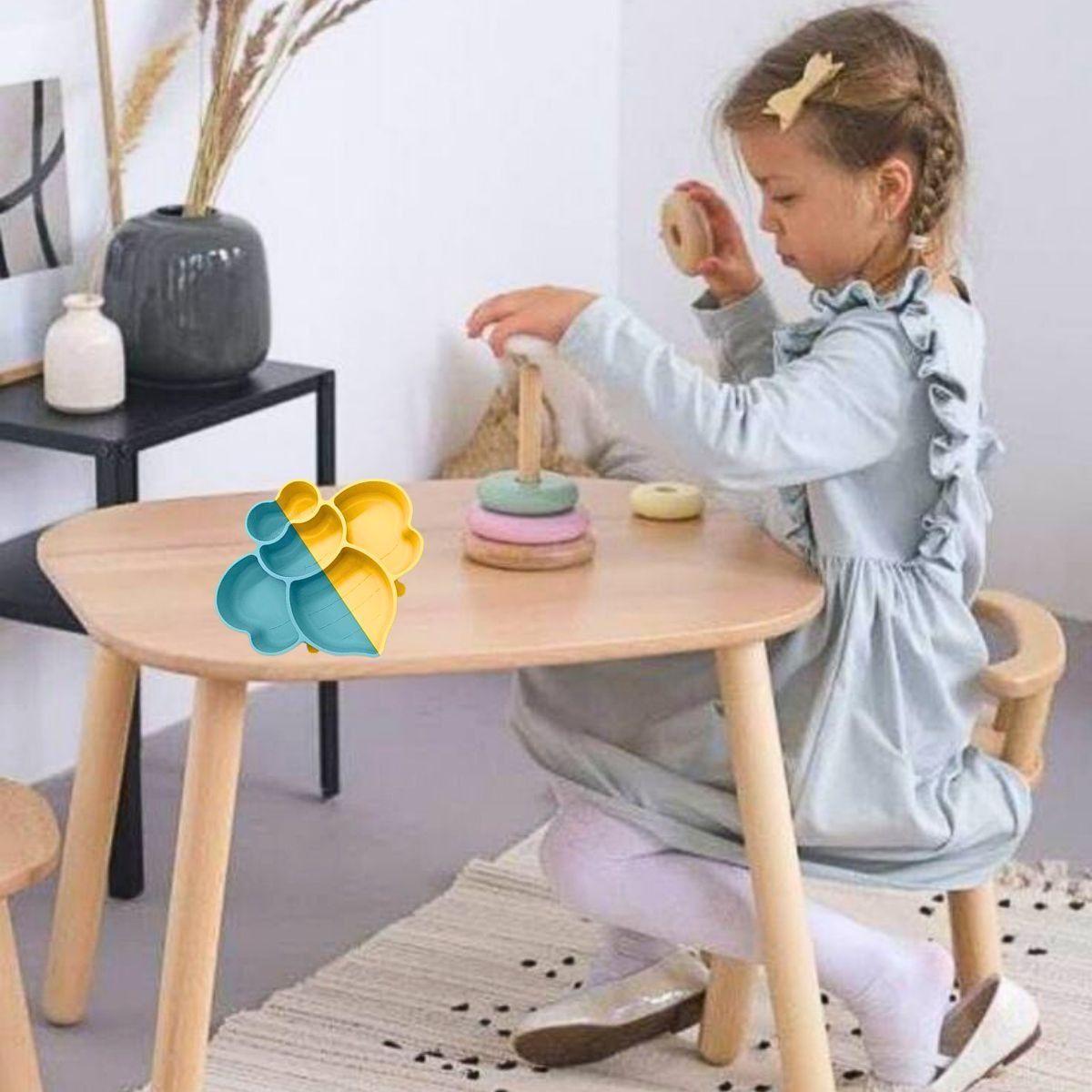 Set 2 Platos Forma Abeja Silicona Niños Antideslizante Lau-3