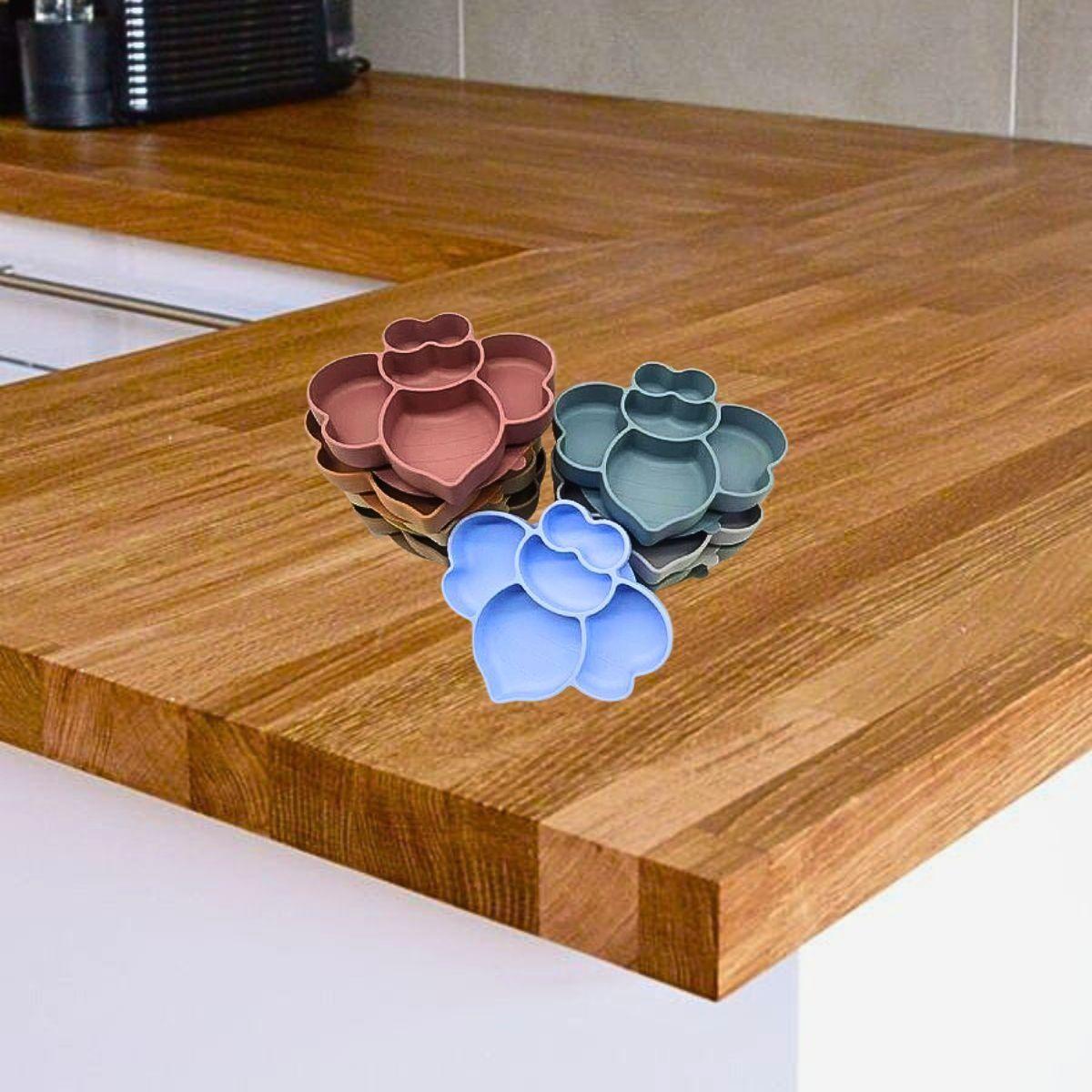 Set 2 Platos Forma Abeja Silicona Niños Antideslizante Lau-4