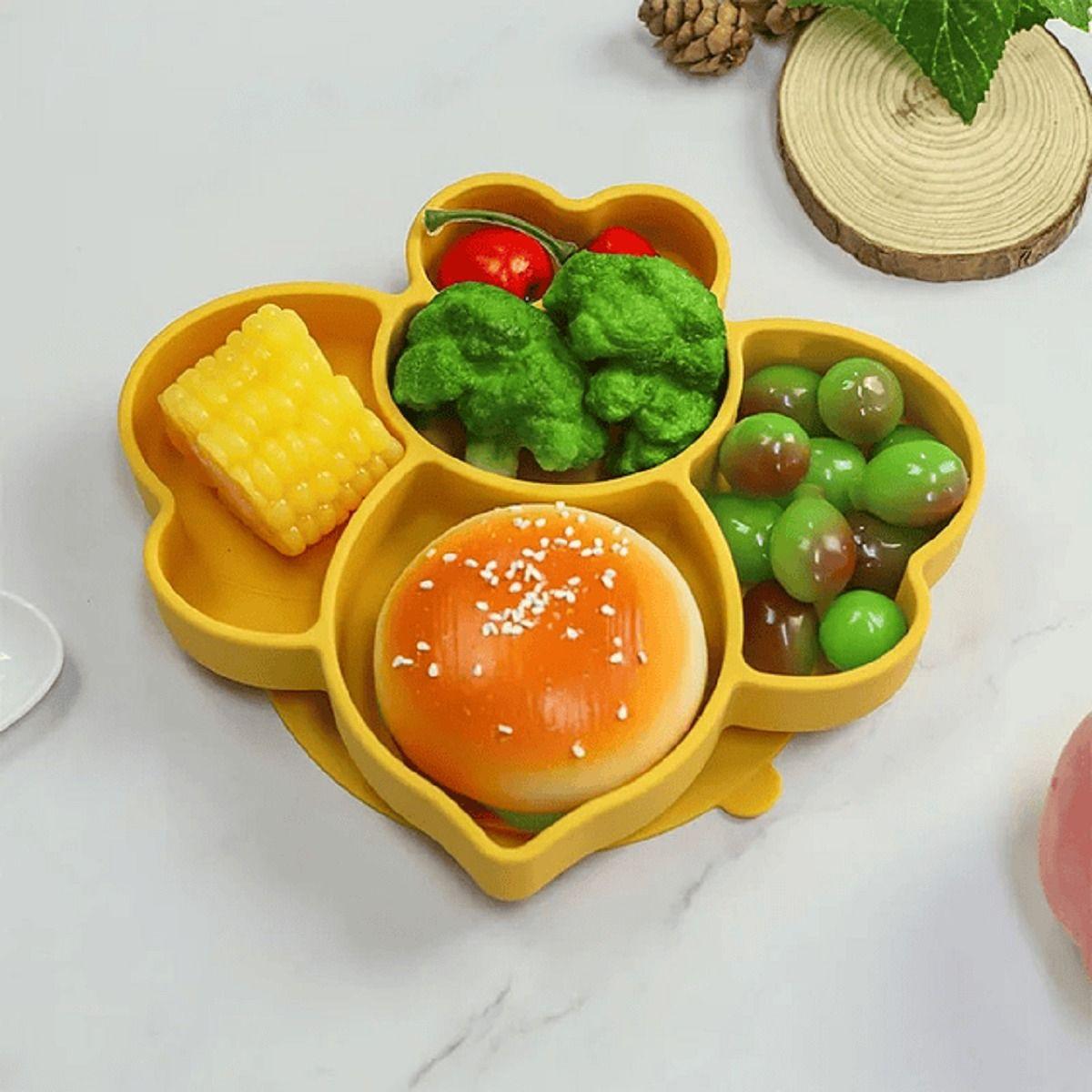 Set 2 Platos Forma Abeja Silicona Niños Antideslizante Lau-7