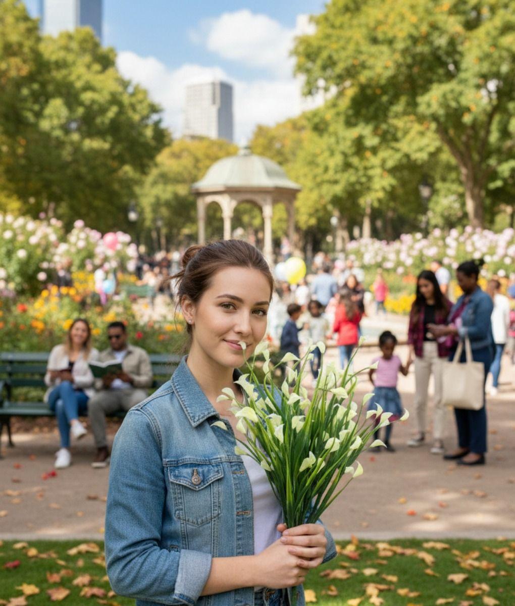 Set 2 Flores Artificiales Ramo Decorativo Adorno Jhn-4