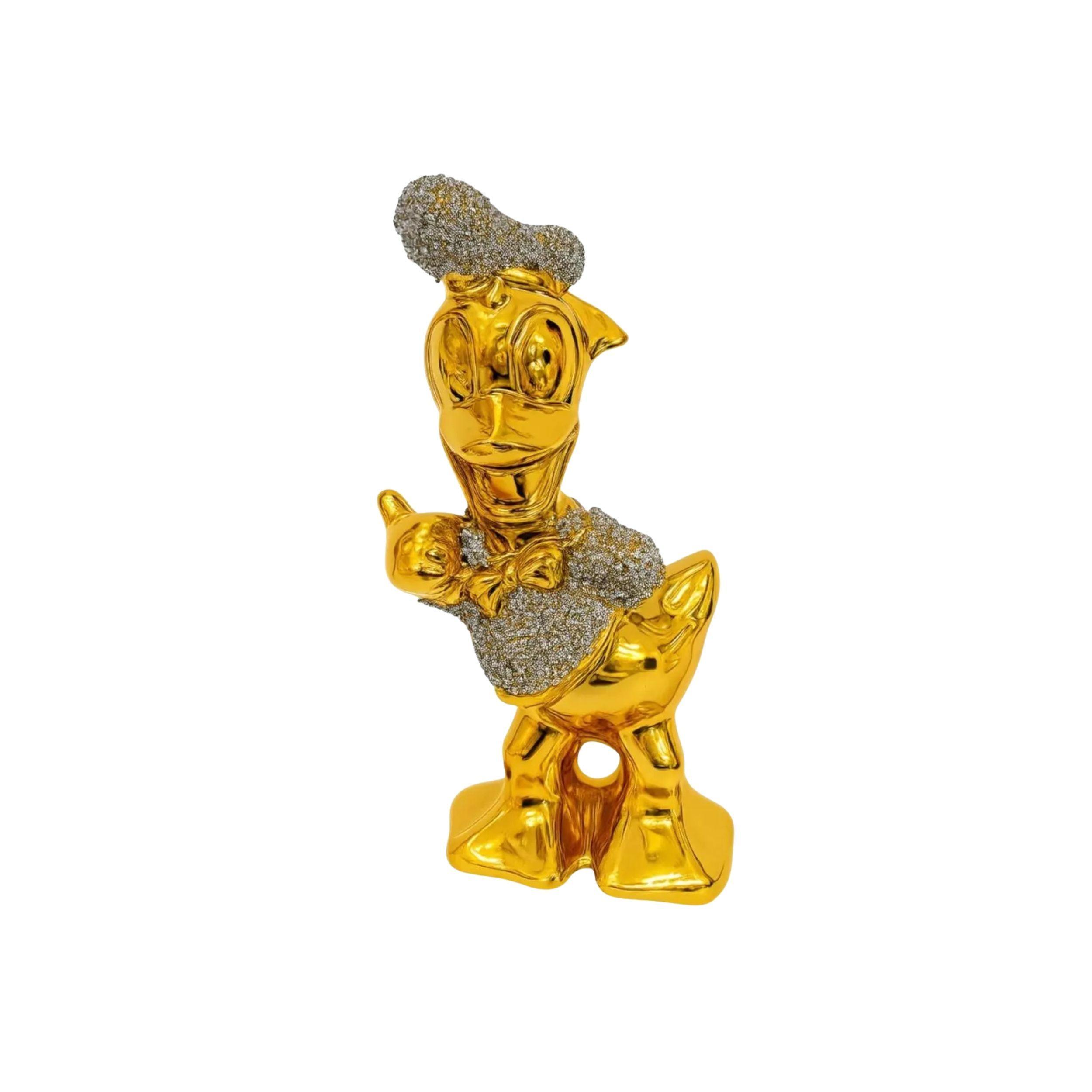 Figura Decorativa Pato Donald Acabado Espejo Cristales ALJ-1