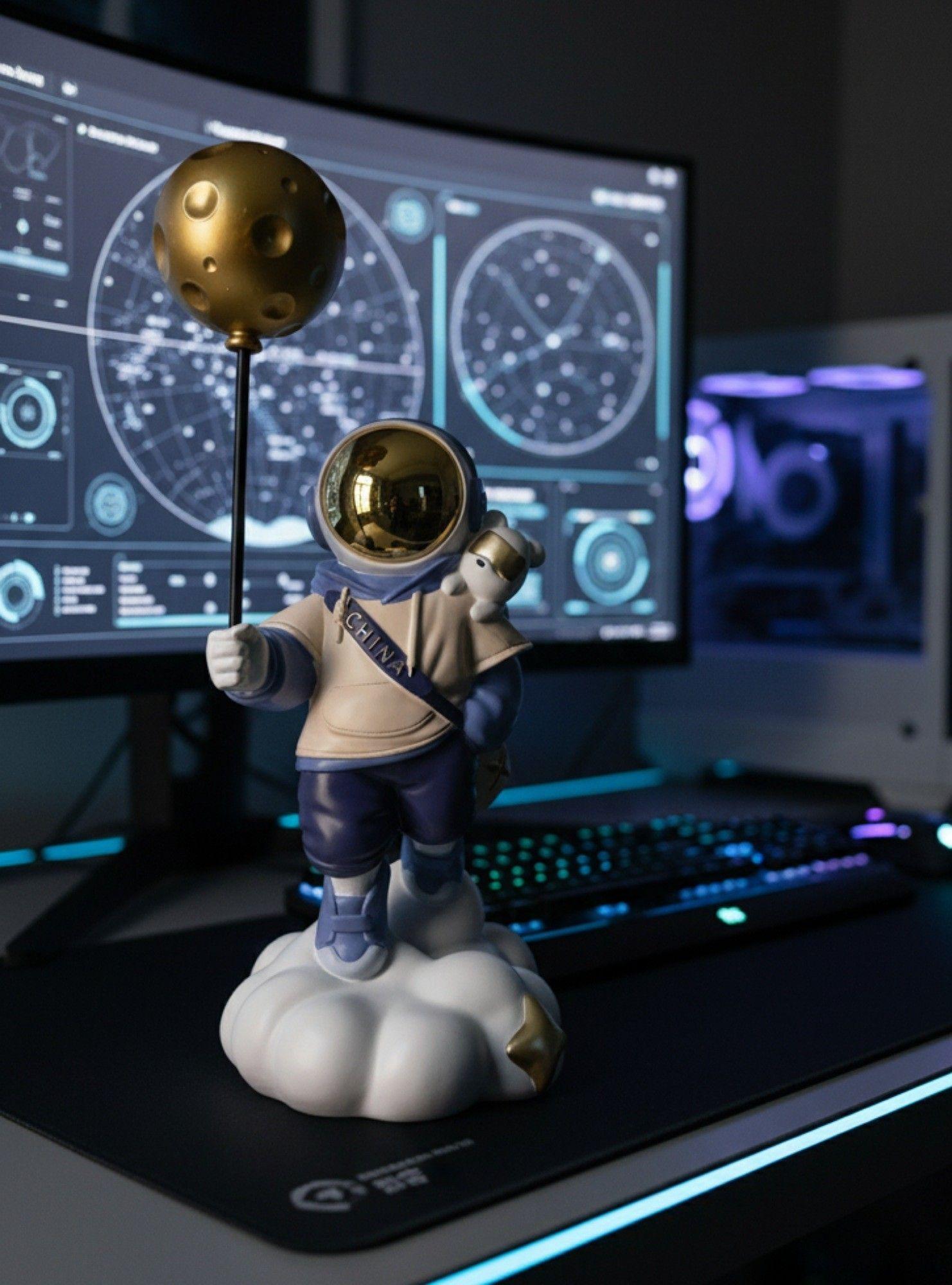 Figura Decorativa Viaje Luna Estatua Fantasía Cósmica Jhn-7