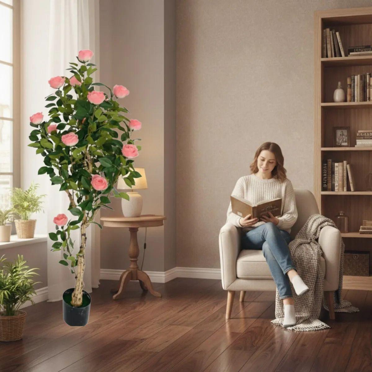 Planta Artificial Decorativa Árbol Rosas Gala Adorno Jhn-6