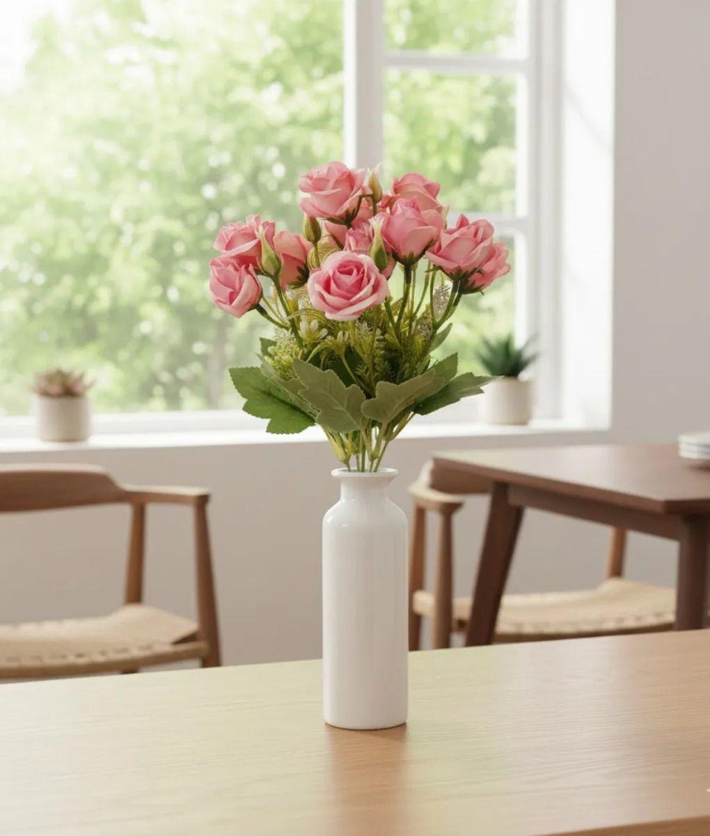 Set 4 Flores Artificiales Ramo Decorativo Rosas Botón Jhn-8