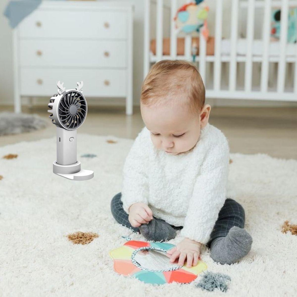 Set 2 Mini Ventilador Portátil Recargable Viaje Hogar Lau-6