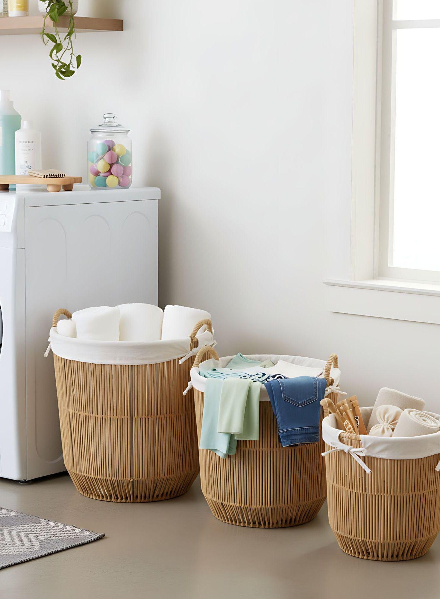 Set 3 Cestos Almacenamiento Decorativos Natural Hogar Jhn-3