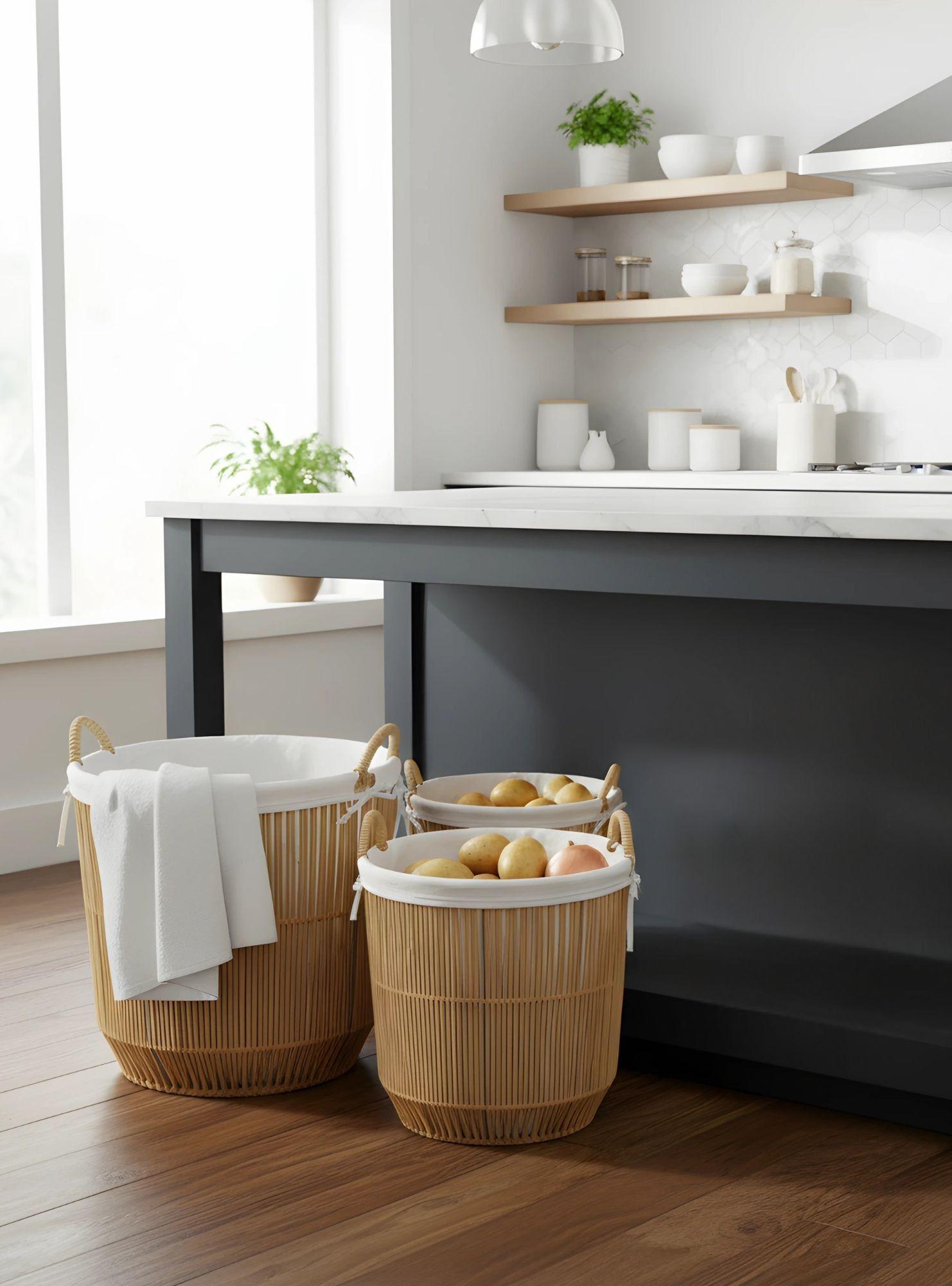 Set 3 Cestos Almacenamiento Decorativos Natural Hogar Jhn-6