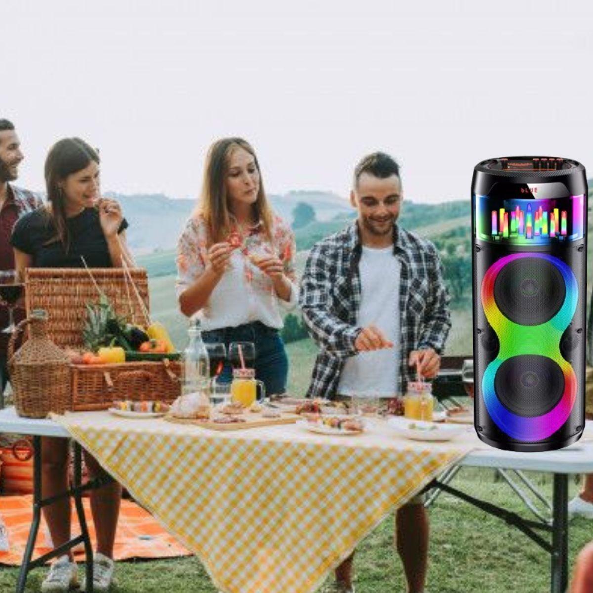 PARLANTE PORTATIL BLUETOOTH LUCES RGB KARAOKE MICROFONO LAU-2