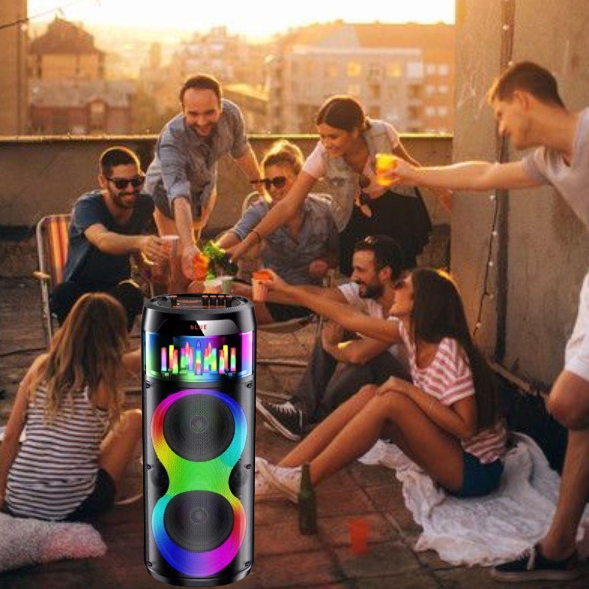 PARLANTE PORTATIL BLUETOOTH LUCES RGB KARAOKE MICROFONO LAU-5