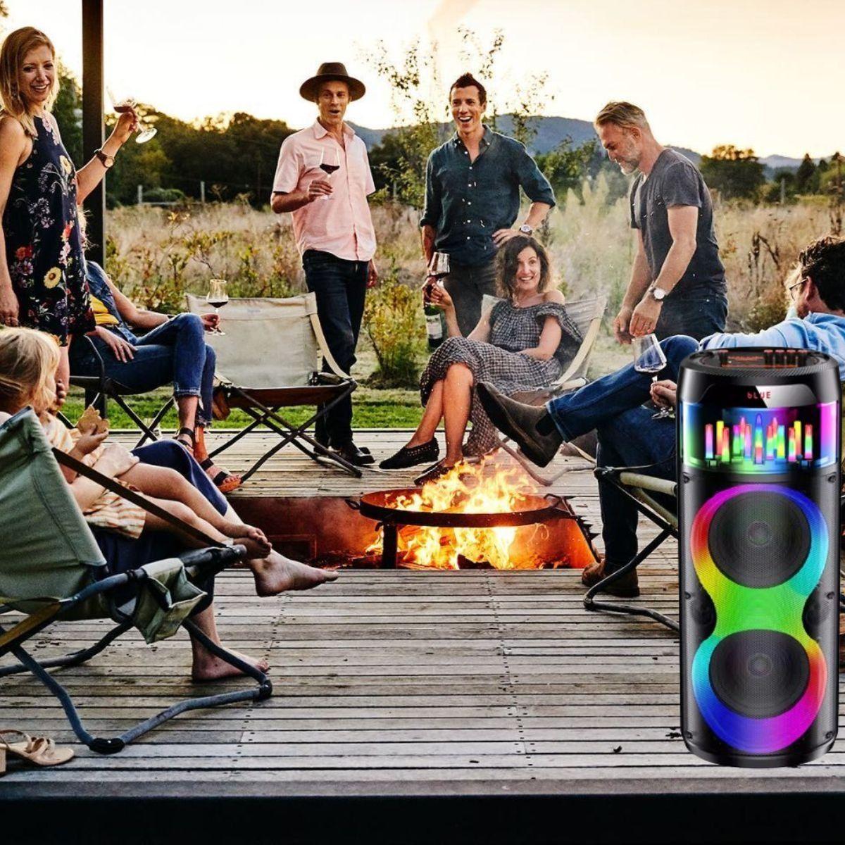 PARLANTE PORTATIL BLUETOOTH LUCES RGB KARAOKE MICROFONO LAU-6