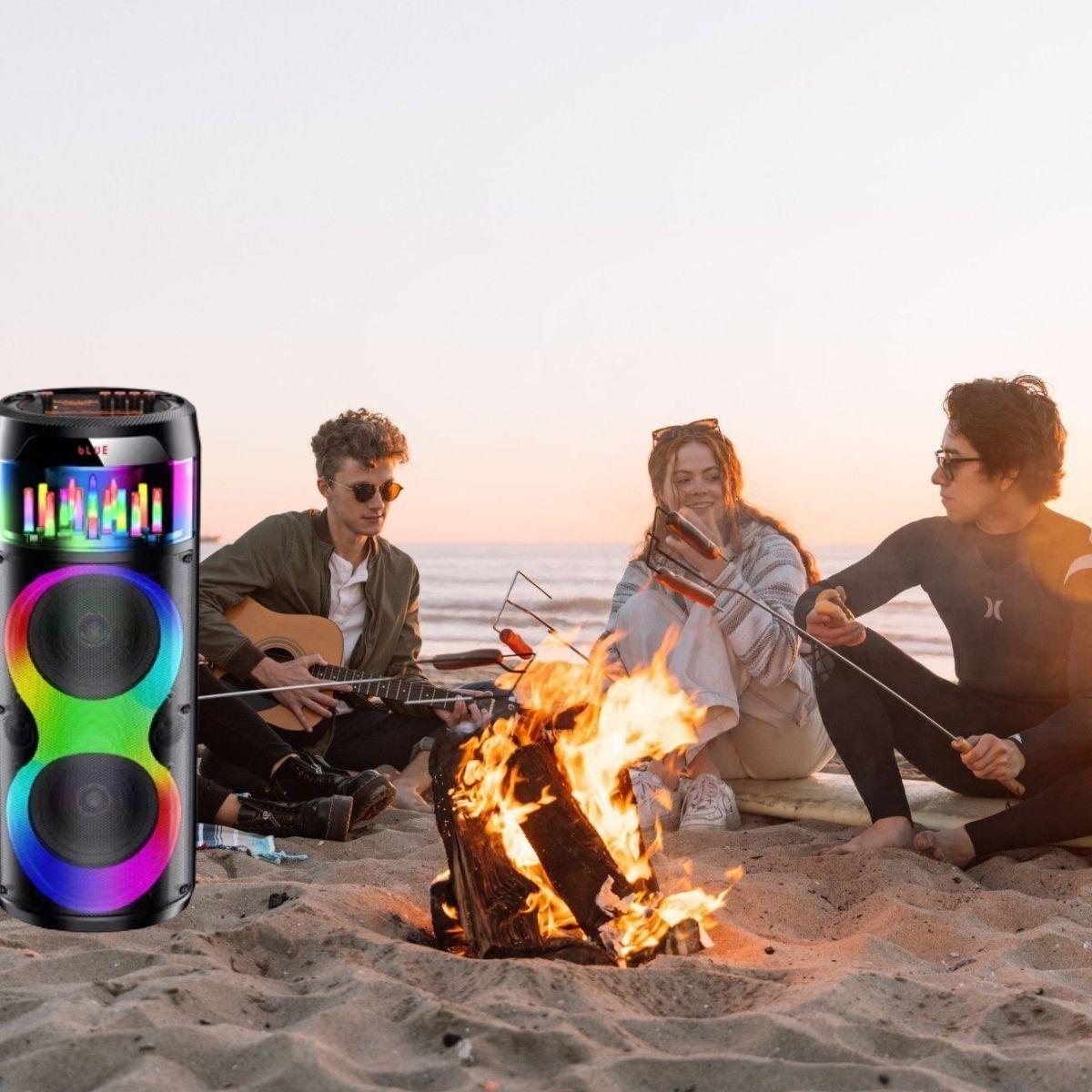 PARLANTE PORTATIL BLUETOOTH LUCES RGB KARAOKE MICROFONO LAU-7