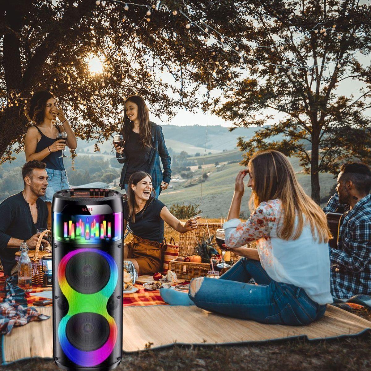 PARLANTE PORTATIL BLUETOOTH LUCES RGB KARAOKE MICROFONO LAU-8