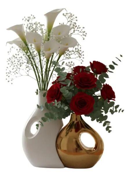 Juego 2 Florero Decorativo Diseño Ergonómico Abstracto Jhn-1