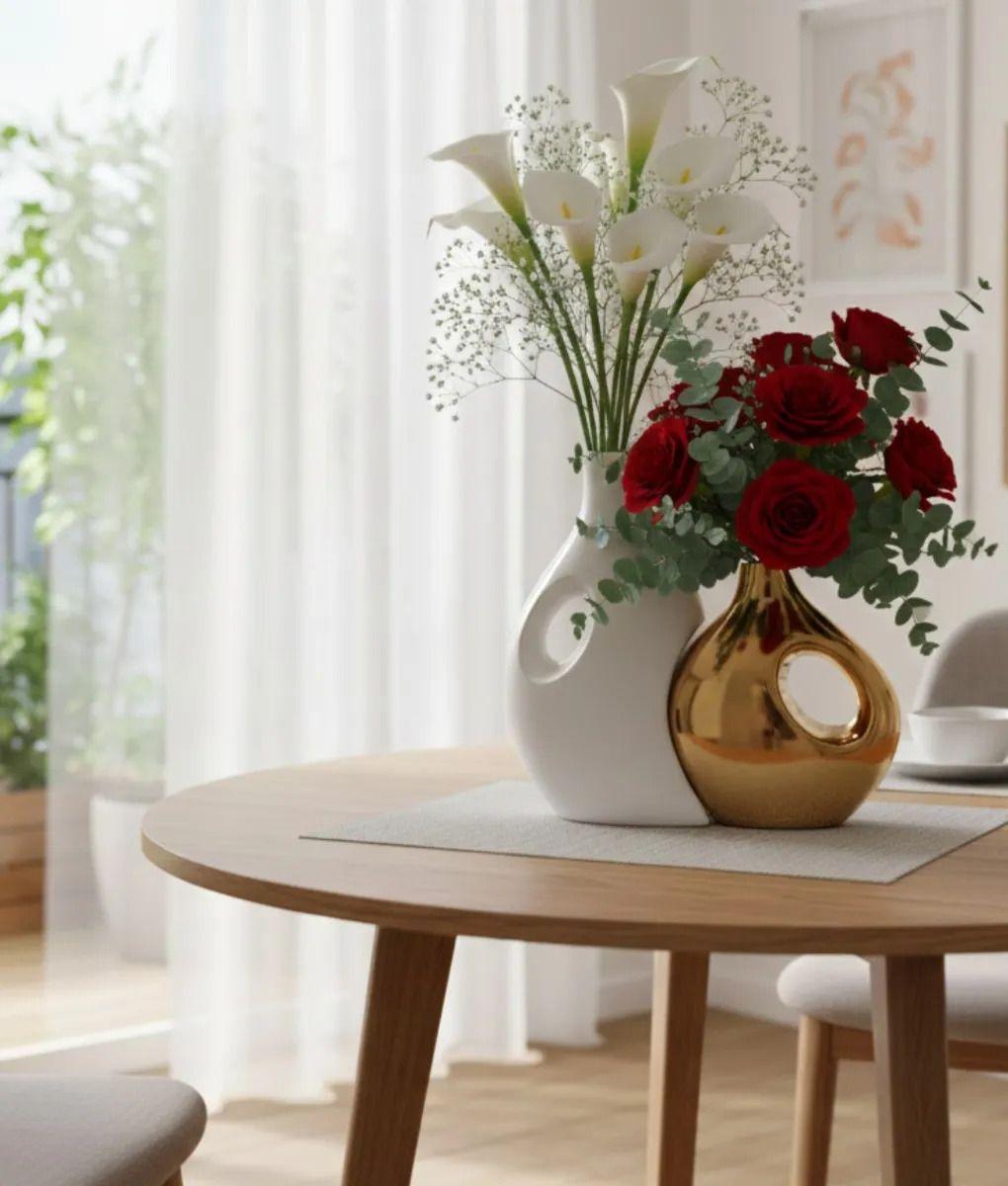 Juego 2 Florero Decorativo Diseño Ergonómico Abstracto Jhn-6