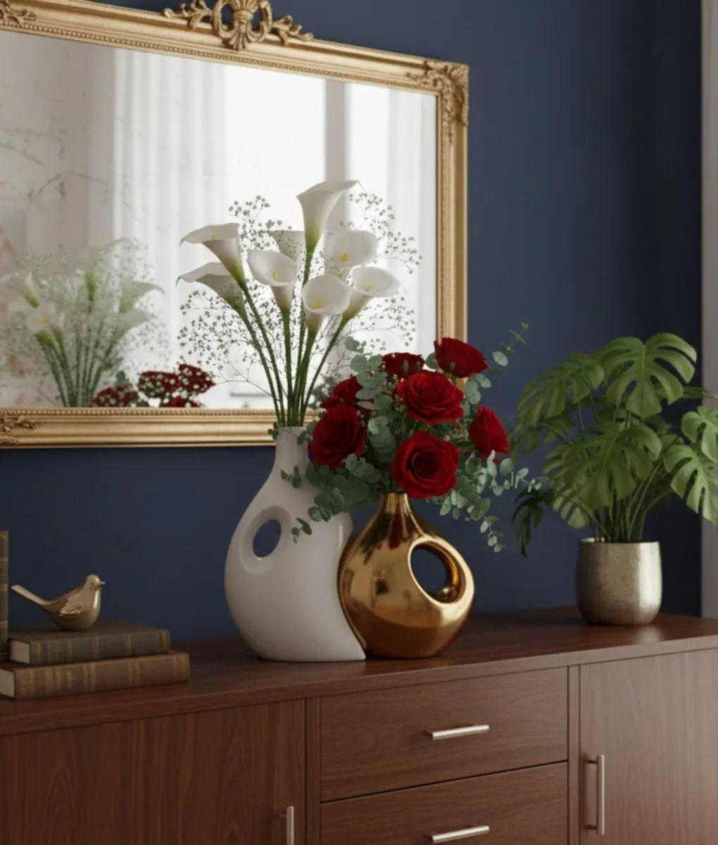 Juego 2 Florero Decorativo Diseño Ergonómico Abstracto Jhn-8