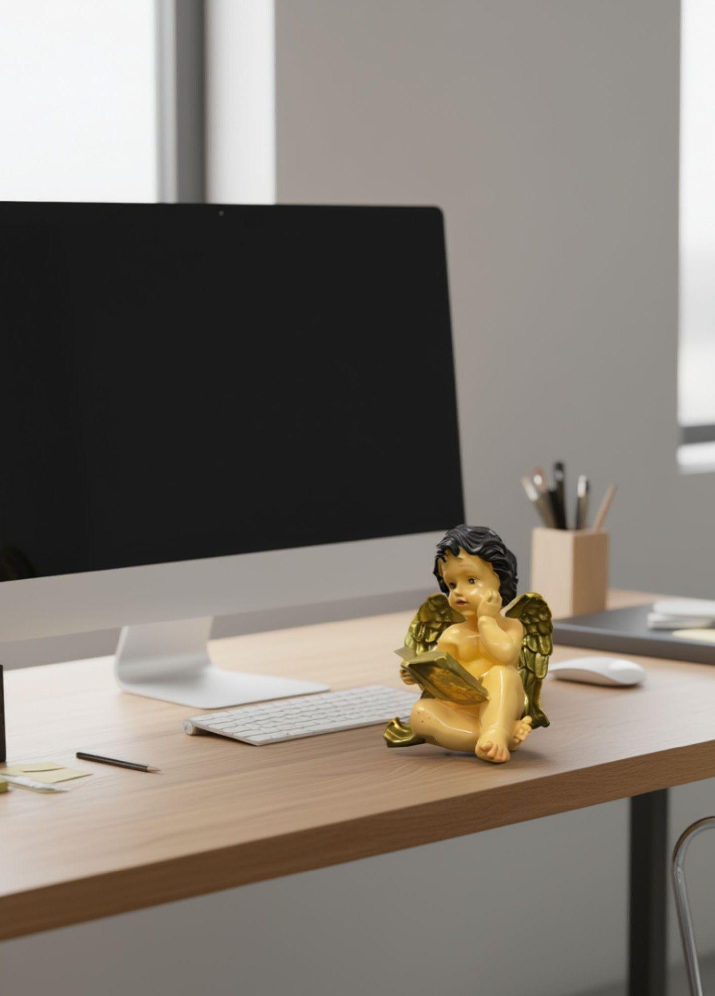 Figura Decorativo Estatua Ángel Sentado Adorno Hogar Jhn-4