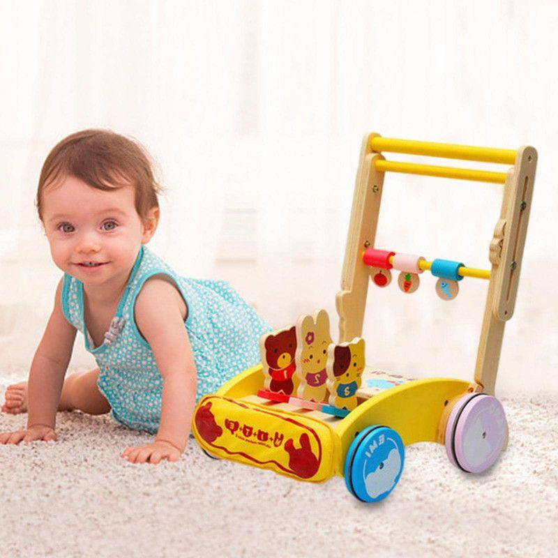 Andador Madera 2en1 Empujar Cochecito Primer Paso Bebes  Lau-2