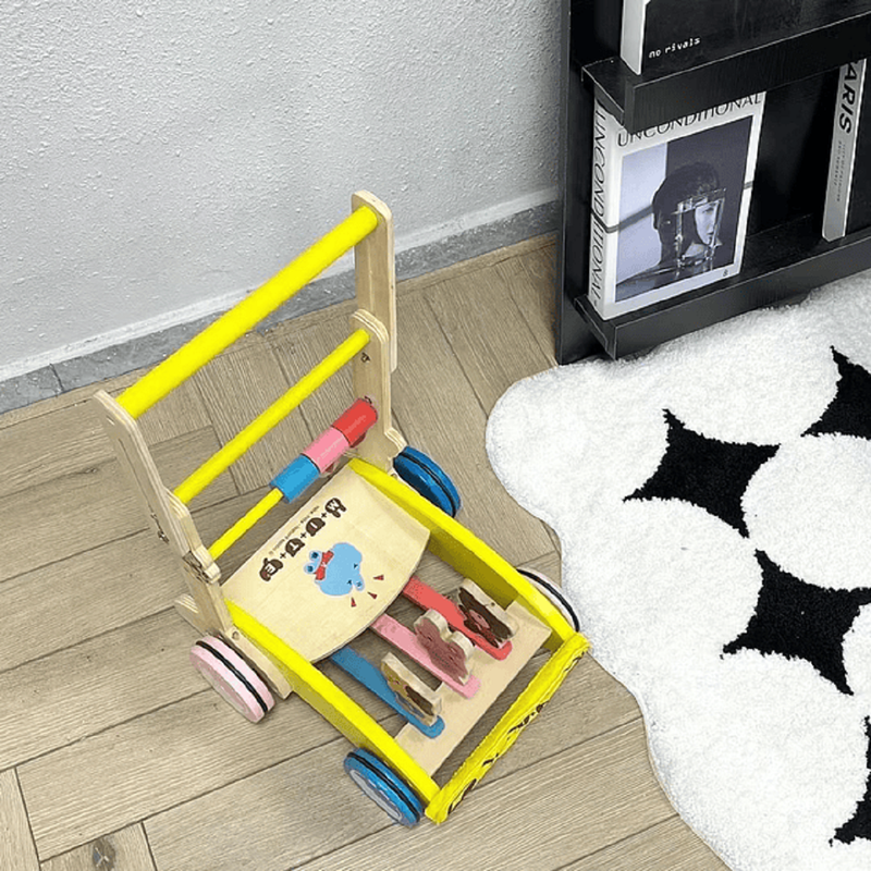 Andador Madera 2en1 Empujar Cochecito Primer Paso Bebes  Lau-5